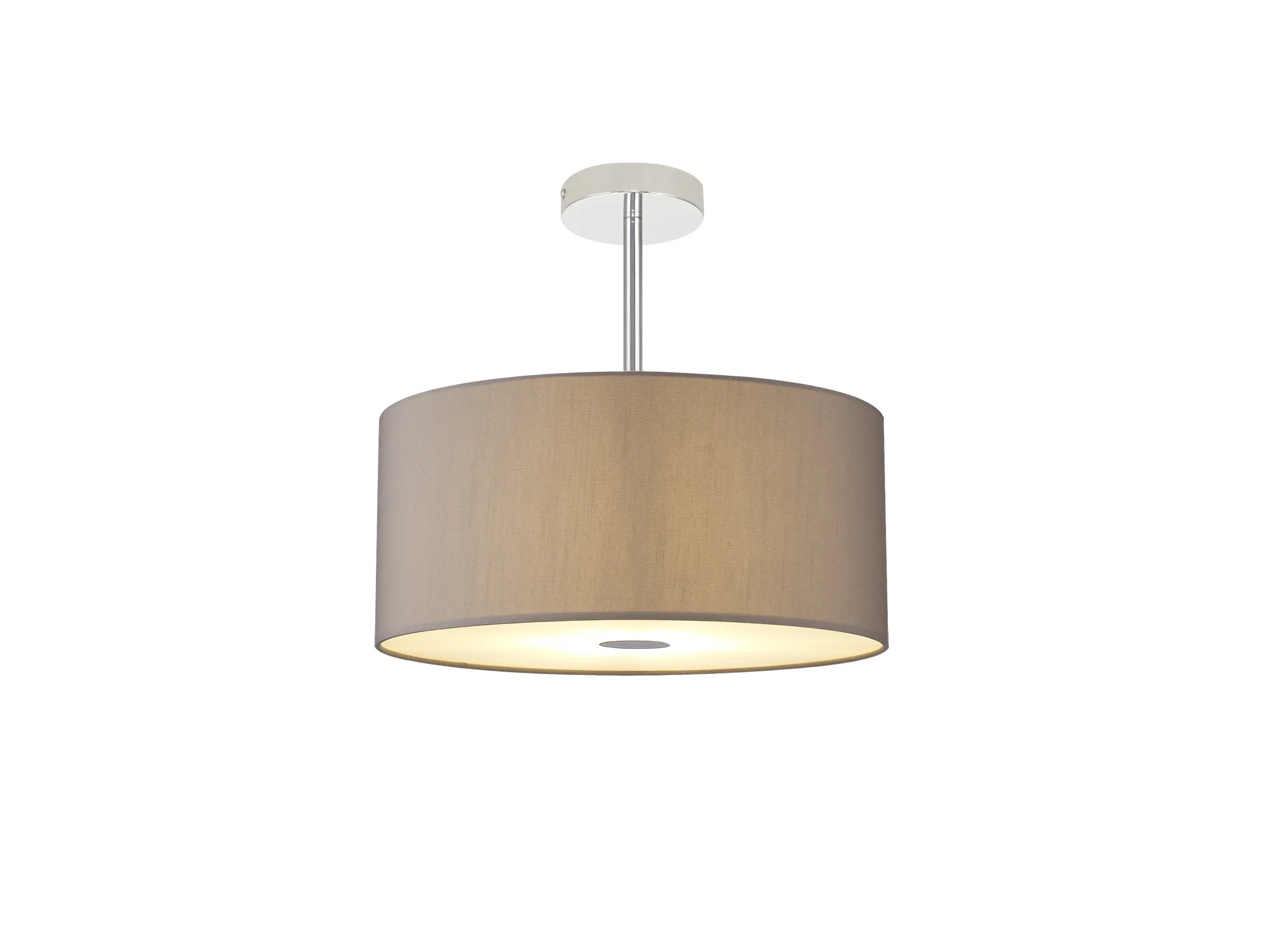 Baymont 40cm Semi Flush 3 Light Polished Chrome, Grey, Frosted Diffuser